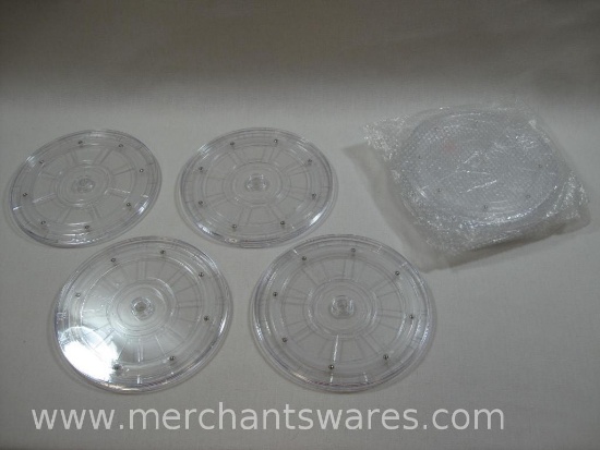 Set of 6 Clear Plastic Lazy Susan Turntables, 9 inch, 8 Bearings, Great for Cabinet or Displays
