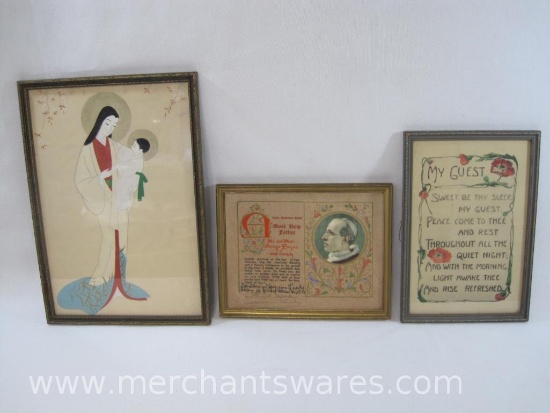 Three Framed Wall Art Decorations, Most Holy Father, My Guest? and Asian Mother and Child
