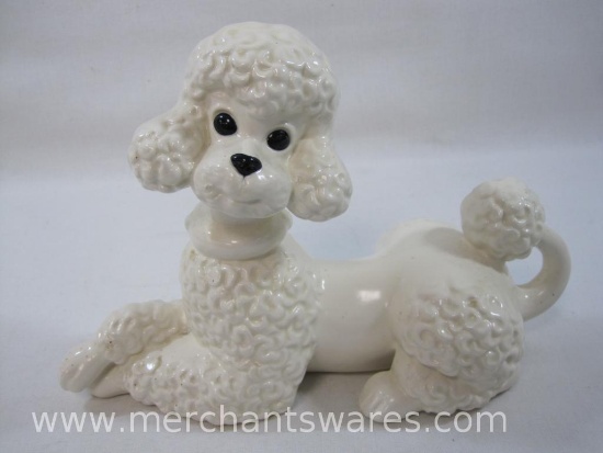 Atlantic Mold Ceramic White Poodle Dog Figurine, approx 8 x 11 inches