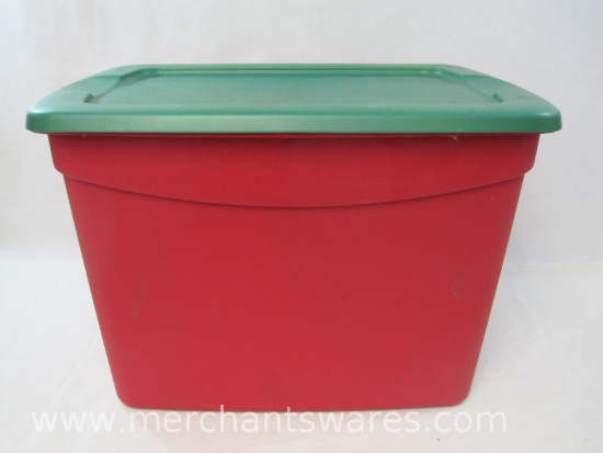 Sterilite 18 Gallon Red Storage Container with Green Lid