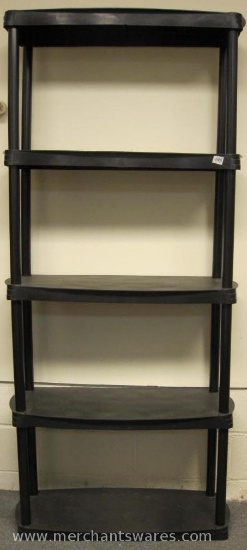 Black Plastic 5 Shelf Unit, 31"W x 75"H x 14"D (inches)