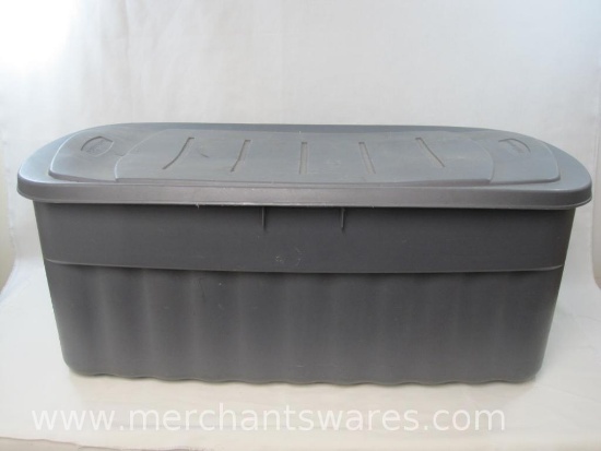 Large Rubbermaid 50 Gallon Storage Container with Lid, DK Grey