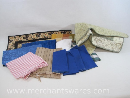 Assorted Tablecloths and Covers, Place Mats, Dish Towels and more
