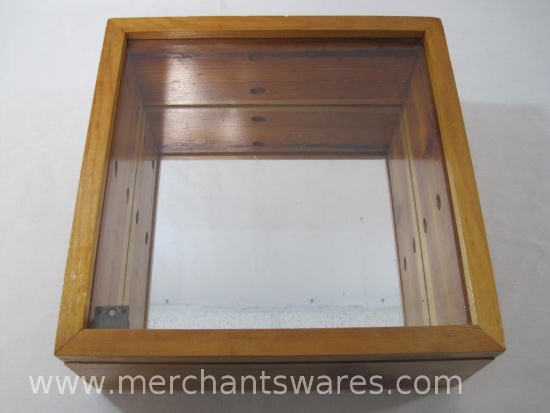 Wood Display Case with Mirror Back/Bottom, Approx 12.5 x 12.5 Inches, 4.5 inches Deep