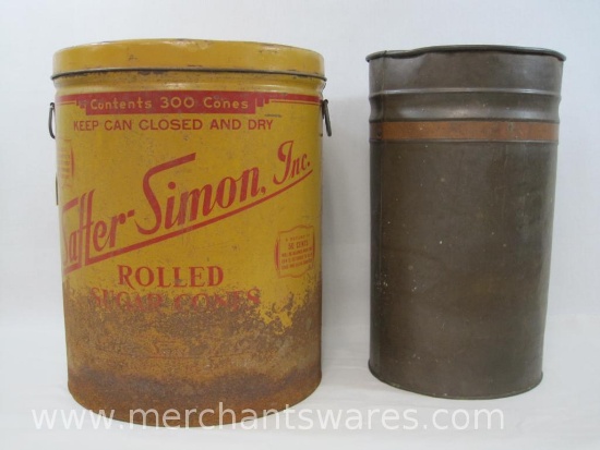 Large Vintage Tin with Copper Umbrella Holder