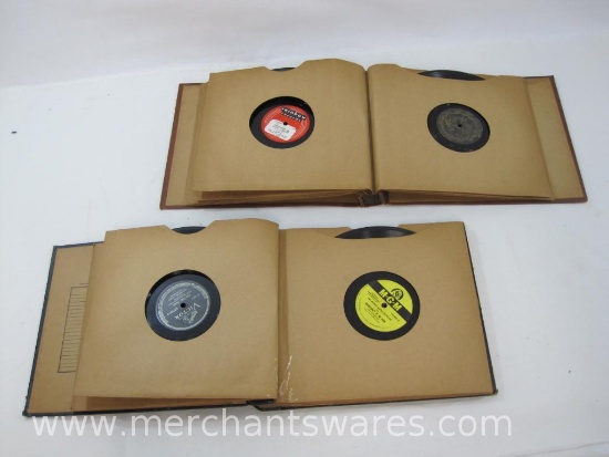 Two Album Binders of 78 RPM Vinyl Records includes Steve Allen, Jimmy Saunders, Andrew Sisters and
