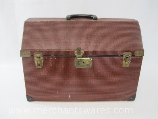 Vintage Pet Carrier, Red/Black Houndstooth Pattern