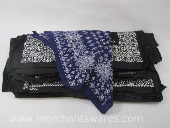 Twenty Five Bandannas, 100% Cotton, 24 Black, 1 Purple