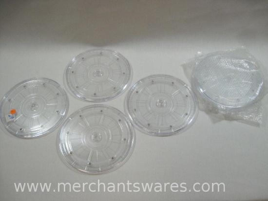 Set of 6 Clear Plastic Lazy Susan Turntables, 9 inch, 8 Bearings, Great for Displays