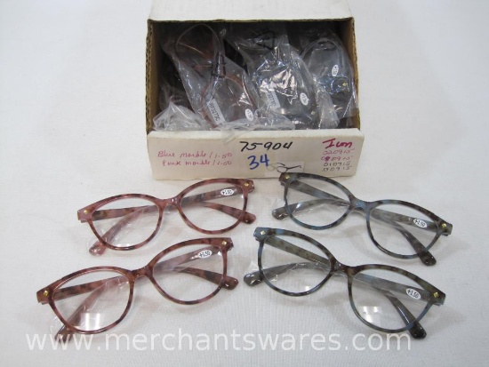 MSD Eyewear and Icon Reading Glasses, 1.50 Diopter, Blue and Pink Marble Frames