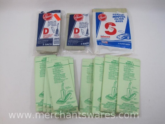 Assortment of Vacuum Bags, Type C, Hoover Type D and Type S