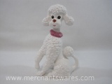Signed White Ceramic Sitting Poodle Dog Figurine, Approx 11 inches Tall