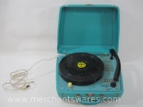 Truetone Portable Record Player, Mod: 4DC-6403B, Turquoise, May Need Needle and Cleaning