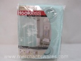Hookless Fabric Shower Curtain and PEVA Liner, Sea Mist Mini Stripe Jacquard, New in Zip Package