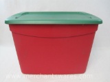 Sterilite 18 Gallon Red Storage Container with Green Lid