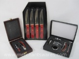 Two Wine Kits with Gourmet Traditions 4-piece Steak Knife Set