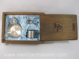 BP Hampshire Pewter Child's Dish Set, Monogramed, in Wood Storage Box