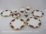 Royal Albert Bone China Old Country Roses Creamer Set, Saucer and 4 Plates, 8 inch, with 2 English