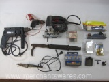 Tool Assortment includes Porter Cable PC600JS Jig Saw, Bridgeport Steel No. 56 Suregrip Nail Puller,