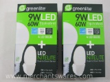 Two 4 Packs Greenlite 9W LED Bulbs, 60 W Equivalent, Each with LED Nitelite