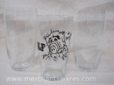Alf?No Problem Glass with 2 Etched Glass Vases