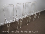 Four Square Seat White Metal Chairs, No Seats or Backs
