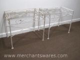 Two White Metal Tables, 16.5 x 24.5 inches , approx 21 inches Tall, No Tops