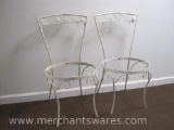 Two Round Seat White Metal Chairs, No Seats or Backs
