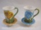 Two Flower Cup and Saucer Sets: Lenwile Ardalt Cup & Saucer, 6515 A & C, 1 lb 5 oz