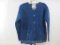 Aran Crafts Ireland 100% Merino Wool Button Front Cable Knit Cardigan, Royal Blue, Size: Med, 1 lb 7
