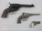 Three Cap Guns includes Hubley Rodeo, Mattel Fanner 50, and Derringer, made in Italy, 1 lb 4 oz