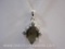Sterling Silver Necklace and Pendant with Synthetic Smokey Quartz, 2.9 g total weight
