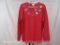 Quacker Factory Red Sequin and Bead Christmas Lights Knit Pullover Sweater, Size: Large, 14 oz