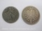 Two Vintage German Coins including Silver 1875 1 Mark (5.3 g) and 10 Pfennig