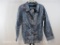 Susan Graver Style Teal/Silver Animal Print Button Front Lined Over Shirt, Size: XL, 12 oz
