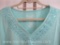 Denim and Company Light Aqua X-Large Bead and Sequin Embellished 3/4 Sleeve Pullover, 1 lb 2 oz