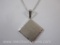 Sterling Silver Necklace with Textured Square Pendant, 4.9 g total weight