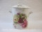 Vintage Ceramic Handled Canister with Lid and Flower Design, 13 oz