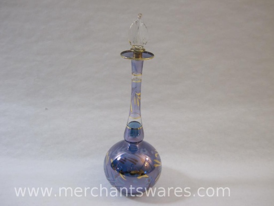 Vintage Egyptian Glass Perfume Bottle with Stopper, 2 oz