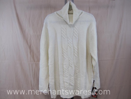 FNF Jeans For Women Ivory Bright Chenille Knit Turtleneck Sweater, 1 lb 5 oz