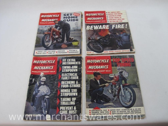 Four Motorcycle, Scooter and Three-Wheeler Mechanics Magazines, Feb, Oct, Sept, Nov 1966, 1 lb 3 oz