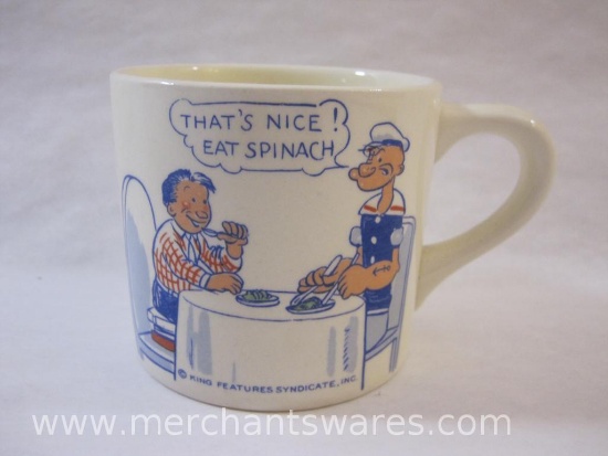 1980 Popeye "That's Nice! Eat Spinach" Ceramic Mug, King Feature Syndicate Inc, 8 oz