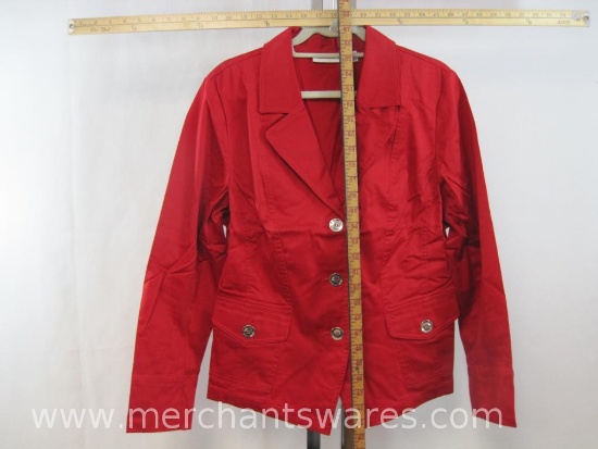 Susan Graver Bright Red Lapel Front Blazer with Pockets, Size: Large, 1 lb