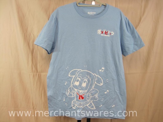 Large Light Blue Pop Team Epic Lootcrate Short Sleeve Graphic Tee 11oz