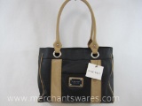 Nine West Segment Tote, BLK/LAT, Magnetic Snap Closure, 1 lb 6 oz