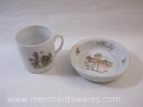 Two Vintage Ceramic Baby Items including Alphabet Circus Elephant Mug and Little Bo Peep Baby