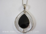 Sterling Silver Necklace and Teardrop Pendant, 5.5 g total weight
