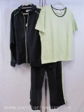 Sport Savvy Stretch Jacket, T-Shirt and Pants Track Suit, Black/Lt. Green, Size: XL, 2 lb 2 oz