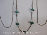 Three Sterling Silver Necklaces including turquoise stones and more, 11.2 g total weight