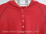 Quacker Factory Jeanne Bice Red Waffle Knit Hoodie with 3/4 Bling Button Neck, 1 lb